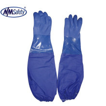 NMSAFETY waterproof long sleeve blue gloves for fishing